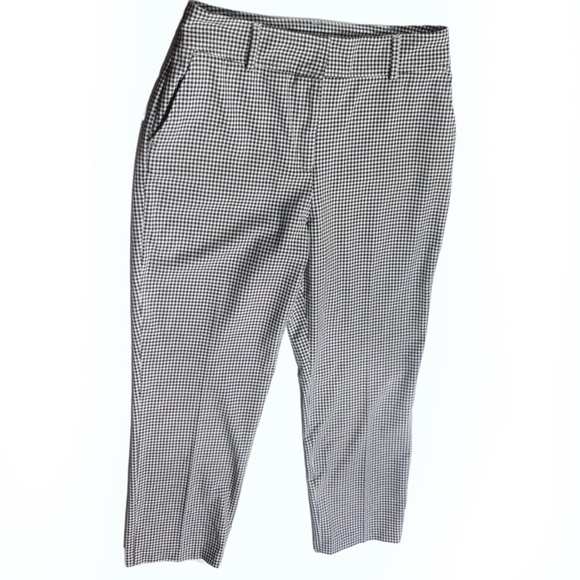 Joie High Rise Women's Pants Black White Gingham Plaid Career Ankle Crop size 10 - Picture 2 of 16